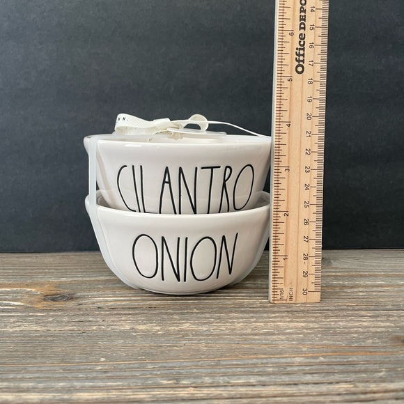 Rae Dunn White Cilantro and Onion Bowl Set Artisan by Magenta Ceramic NEW LL - Picture 4 of 6